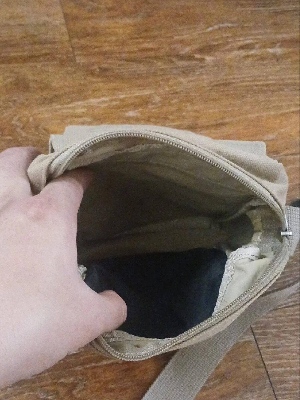 Men's Beige Canvas Crossbody Bag - Compact Everyday Shoulder Bag